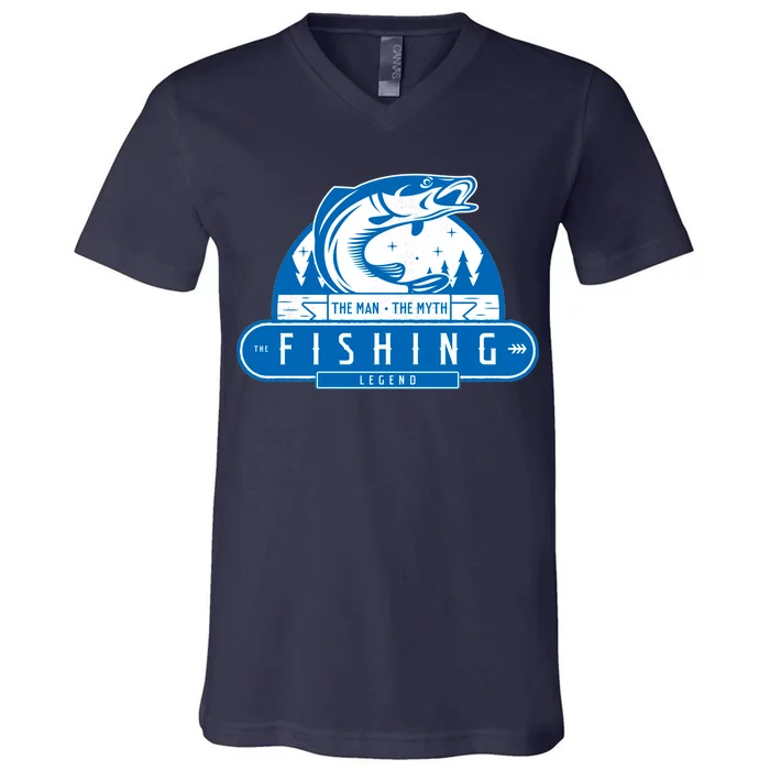 The Man The Myth The Fishing Legend V-Neck T-Shirt