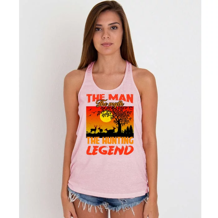 The Man The Myth The Hunting Legend Women's Knotted Racerback Tank