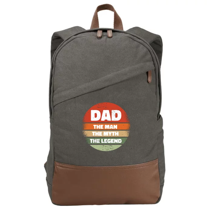 The Man The Myth The Legend Dad Retro Cotton Canvas Backpack