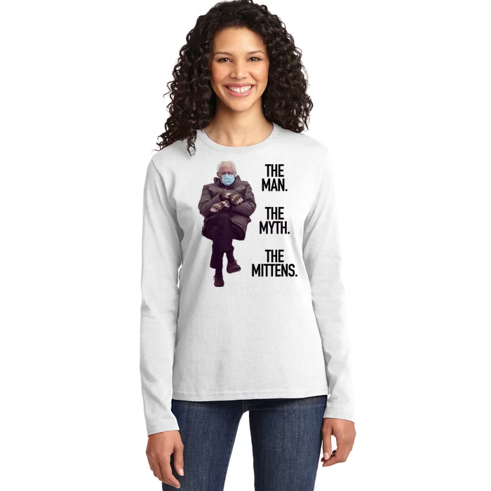 The Man The Myth The Mittens Bernie Meme Ladies Long Sleeve Shirt