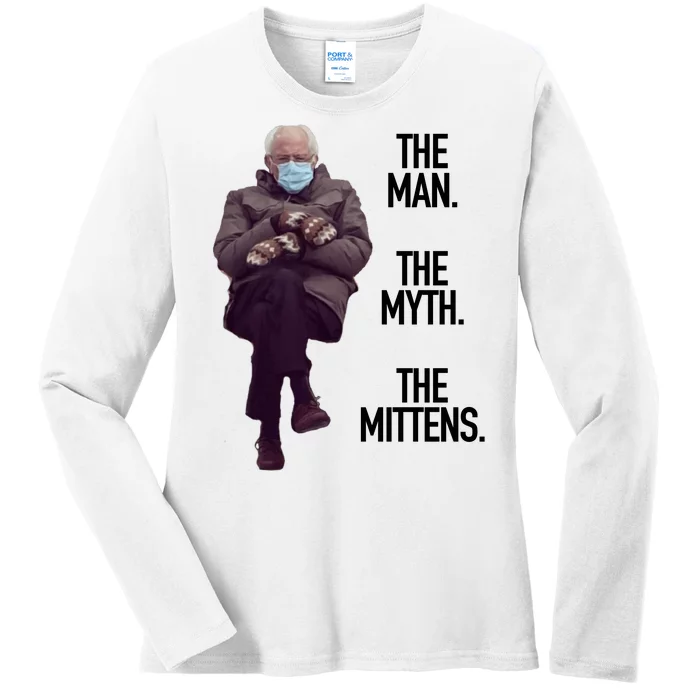 The Man The Myth The Mittens Bernie Meme Ladies Long Sleeve Shirt