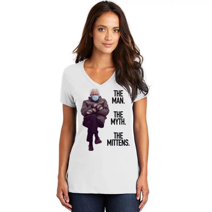 The Man The Myth The Mittens Bernie Meme Women's V-Neck T-Shirt