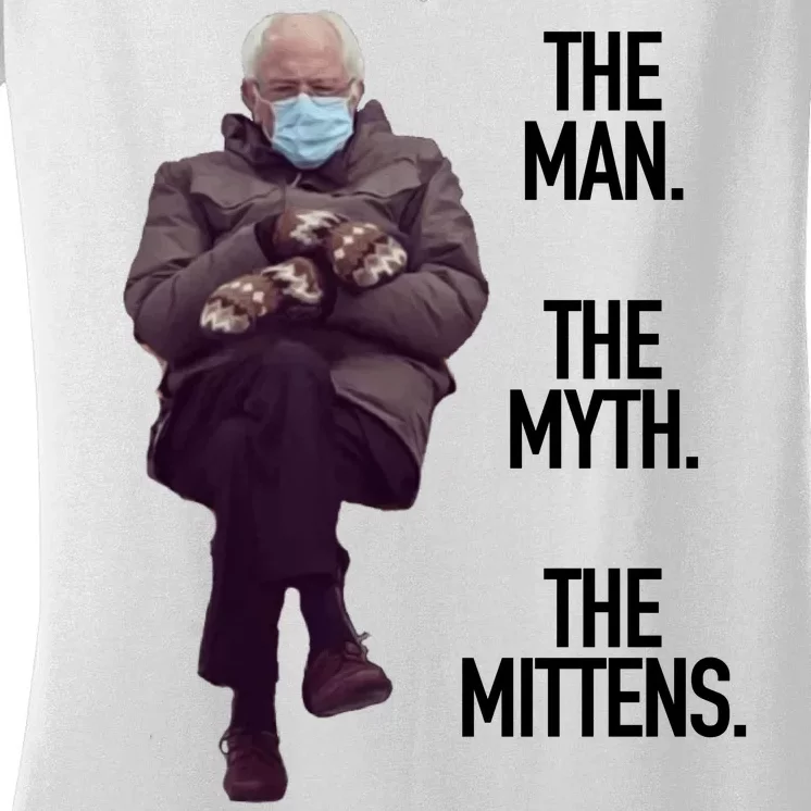 The Man The Myth The Mittens Bernie Meme Women's V-Neck T-Shirt