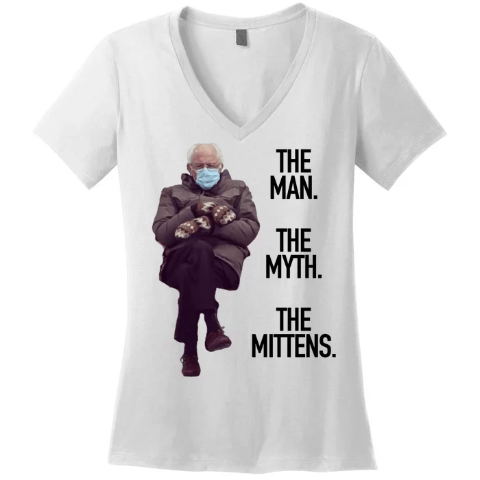 The Man The Myth The Mittens Bernie Meme Women's V-Neck T-Shirt