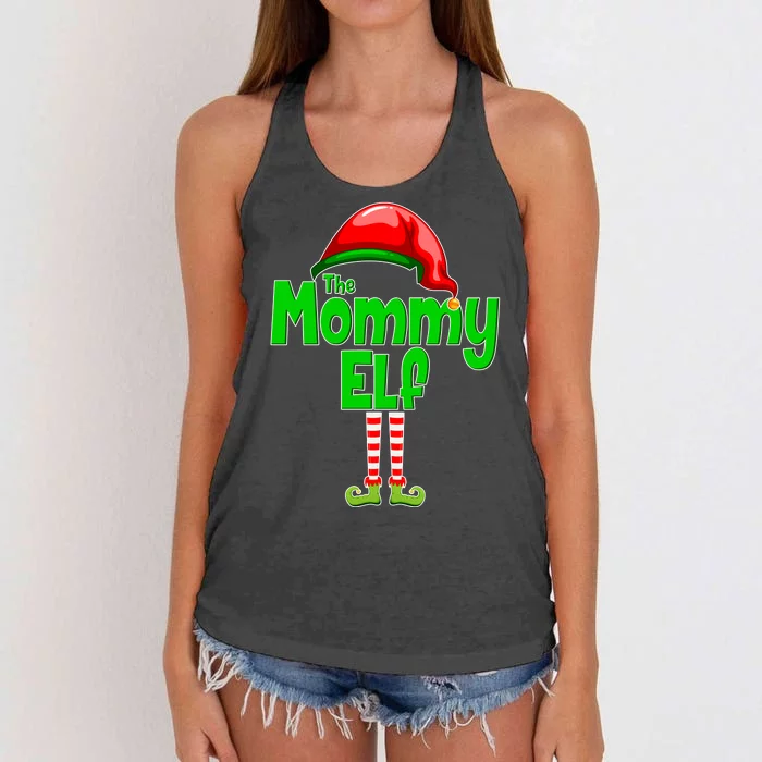 The Mommy Elf Christmas Women's Knotted Racerback Tank