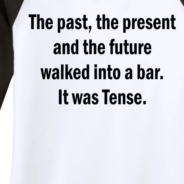 The Past Present Future Tense Bar Women's Tri-Blend 3/4-Sleeve Raglan Shirt