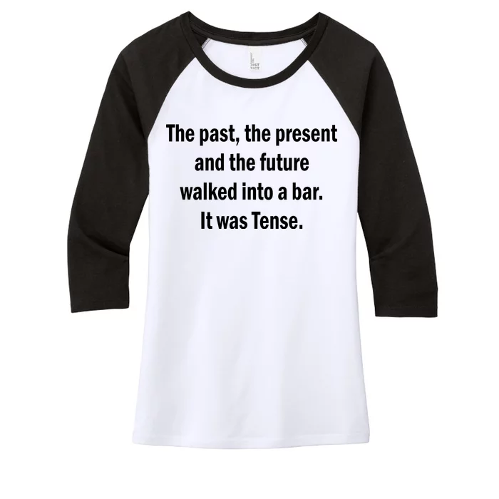 The Past Present Future Tense Bar Women's Tri-Blend 3/4-Sleeve Raglan Shirt