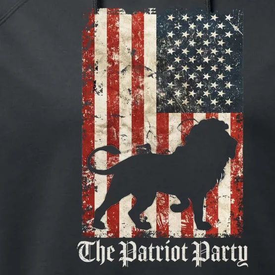 The Patriot Party Lion Distressed Flag Performance Fleece Hoodie