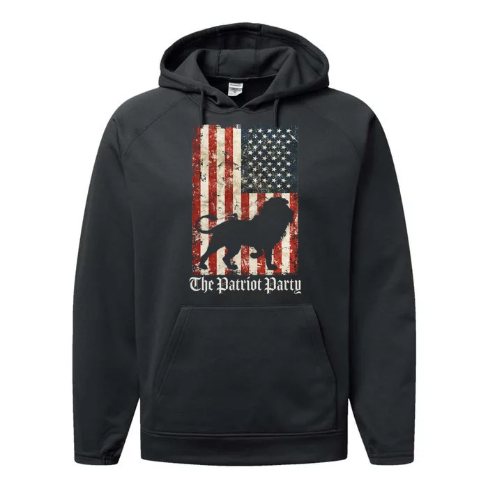 The Patriot Party Lion Distressed Flag Performance Fleece Hoodie