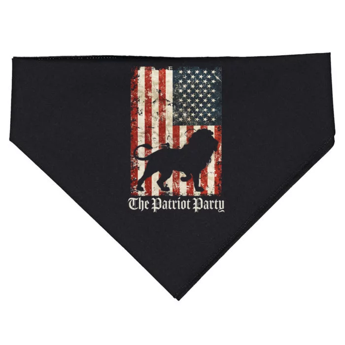 The Patriot Party Lion Distressed Flag USA-Made Doggie Bandana