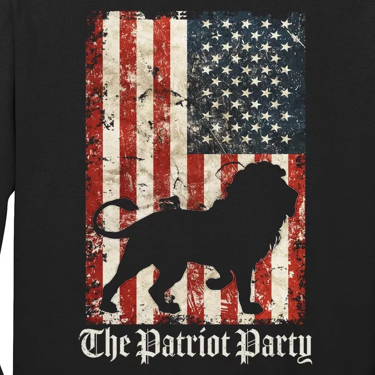 The Patriot Party Lion Distressed Flag Long Sleeve Shirt