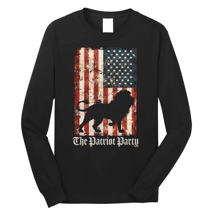 The Patriot Party Lion Distressed Flag Long Sleeve Shirt