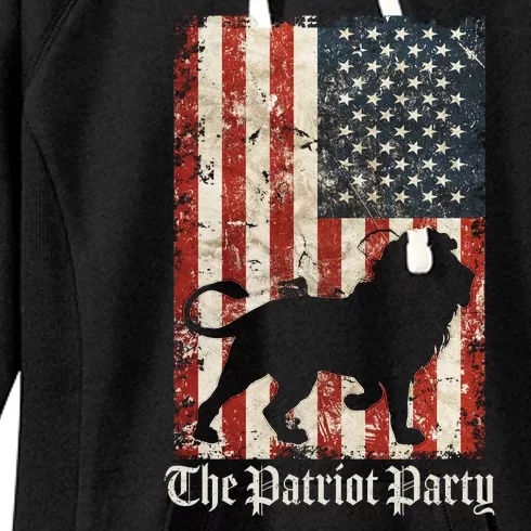 The Patriot Party Lion Distressed Flag Women's Fleece Hoodie