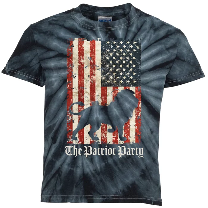 The Patriot Party Lion Distressed Flag Kids Tie-Dye T-Shirt