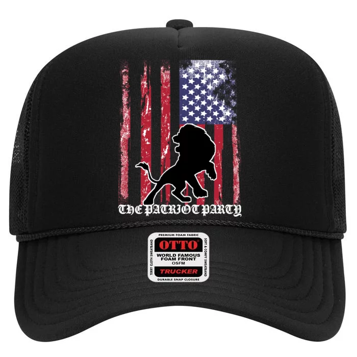 The Patriot Party USA Flag High Crown Mesh Trucker Hat