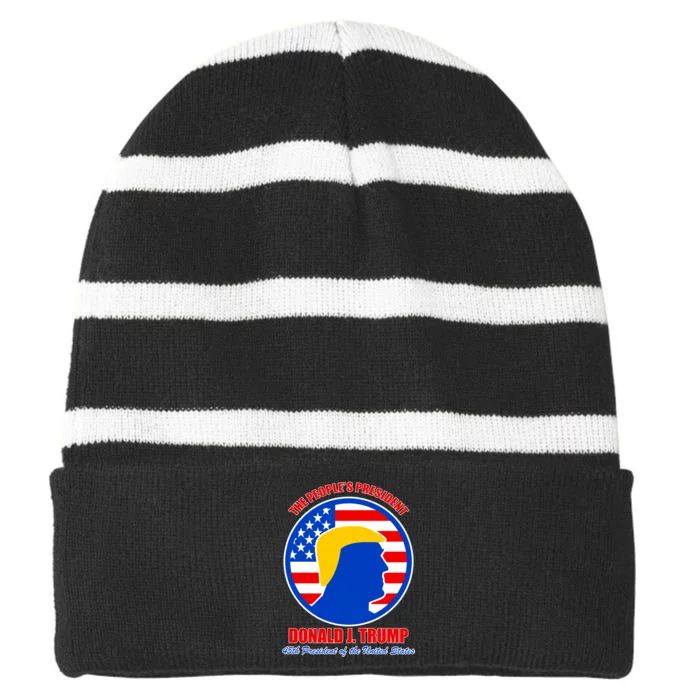 The People's President Donald Trump USA Logo Striped Beanie with Solid Band