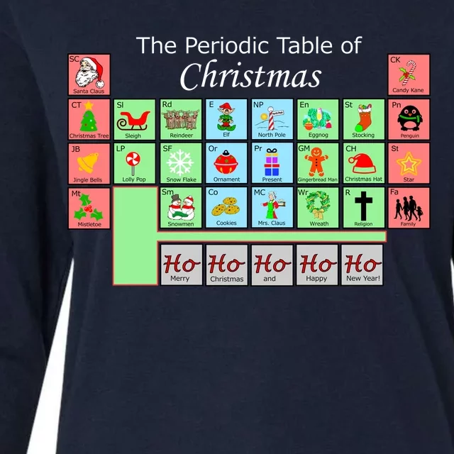 The Periodic Table Of Christmas Elements Womens Cotton Relaxed Long Sleeve T-Shirt