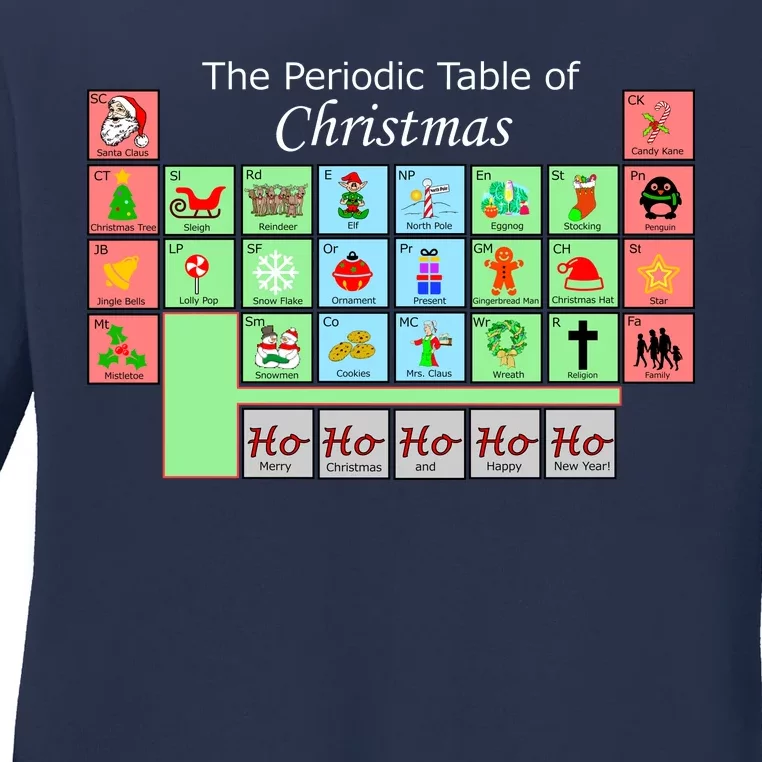 The Periodic Table Of Christmas Elements Ladies Long Sleeve Shirt