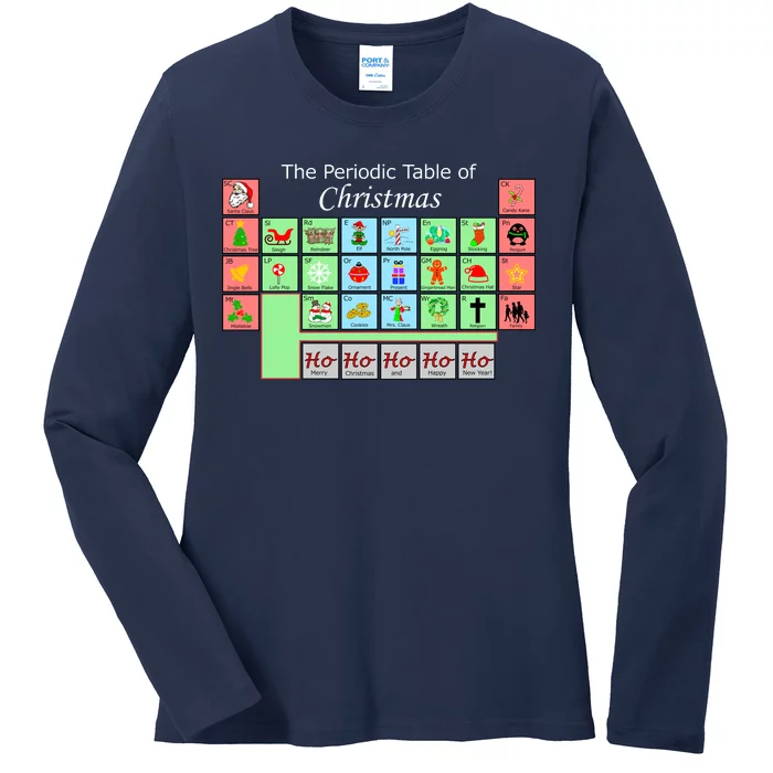 The Periodic Table Of Christmas Elements Ladies Long Sleeve Shirt