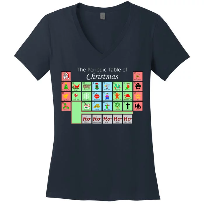 The Periodic Table Of Christmas Elements Women's V-Neck T-Shirt