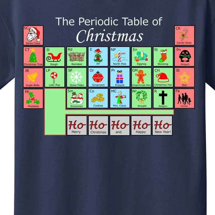 The Periodic Table Of Christmas Elements Kids T-Shirt