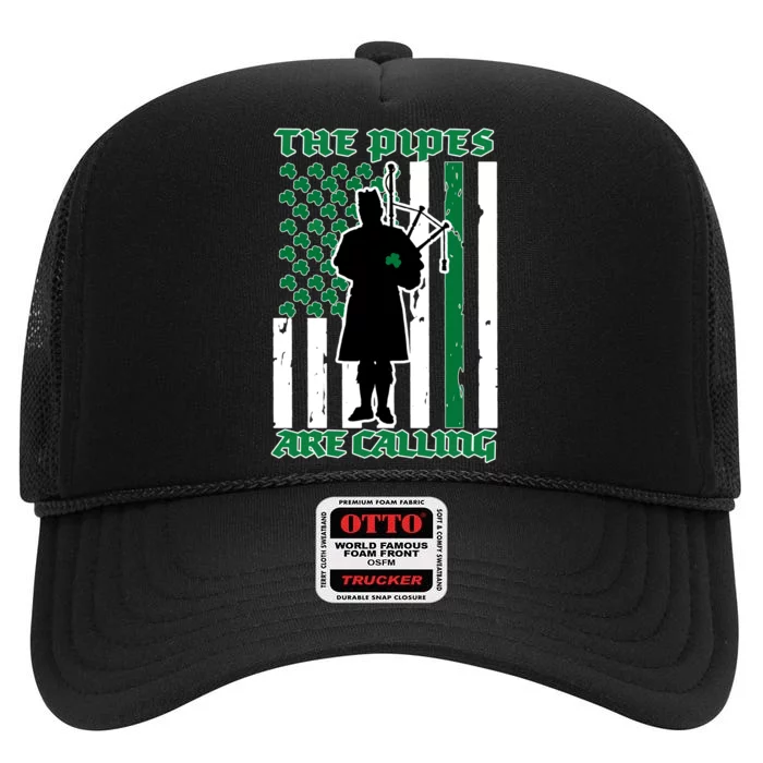 The Piped Are Call St Pattys Day Irish Flag High Crown Mesh Trucker Hat