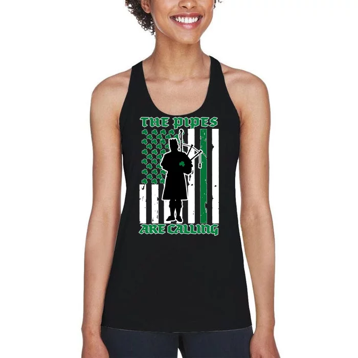 The Piped Are Call St Pattys Day Irish Flag Women's Racerback Tank