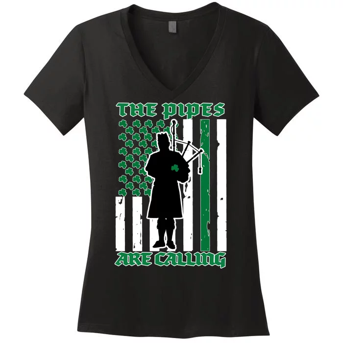 The Piped Are Call St Pattys Day Irish Flag Women's V-Neck T-Shirt