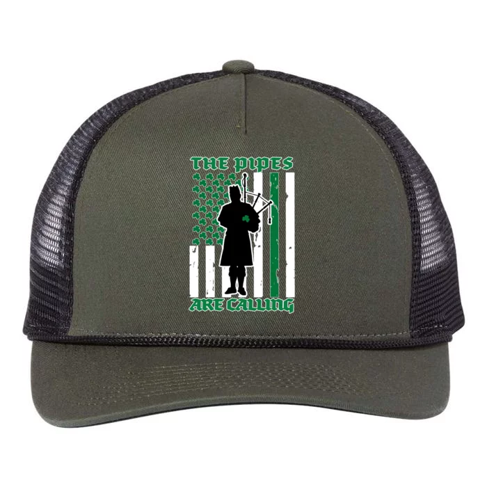 The Piped Are Call St Pattys Day Irish Flag Retro Rope Trucker Hat Cap