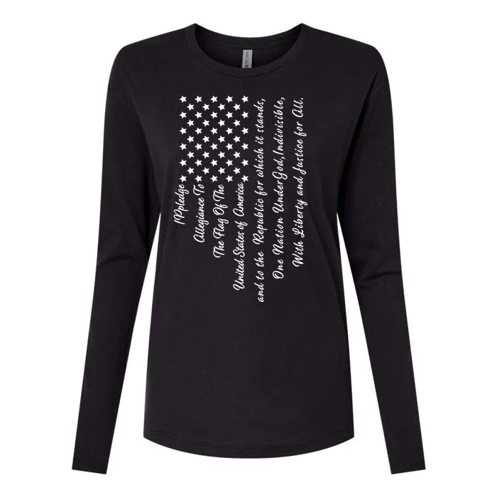 The Pledge of Allegiance American Flag Womens Cotton Relaxed Long Sleeve T-Shirt