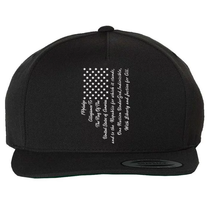 The Pledge of Allegiance American Flag Wool Snapback Cap