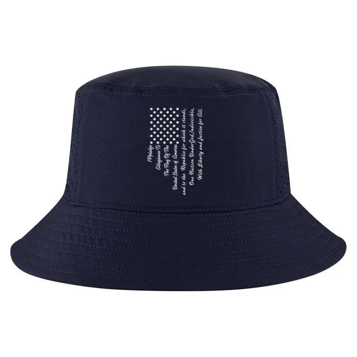 The Pledge of Allegiance American Flag Cool Comfort Performance Bucket Hat