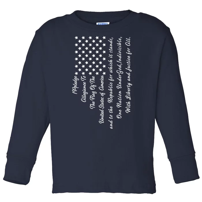 The Pledge of Allegiance American Flag Toddler Long Sleeve Shirt