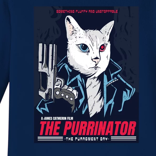 The Purrinator Film Baby Long Sleeve Bodysuit