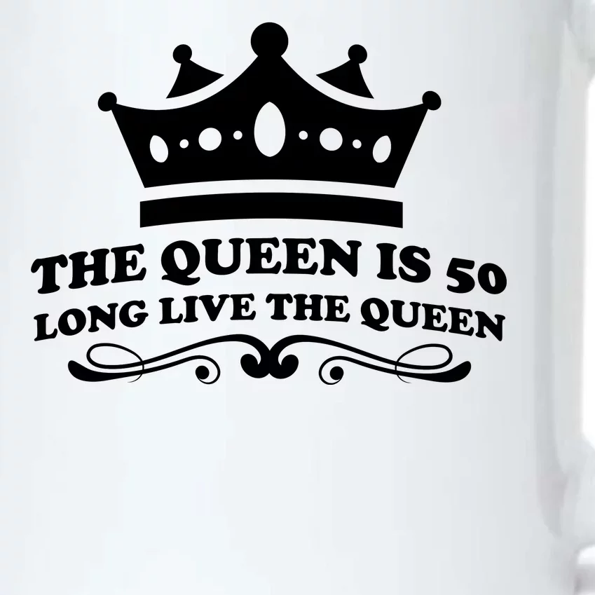 The Queen Is 50 Funny 50th Birthday Black Color Changing Mug