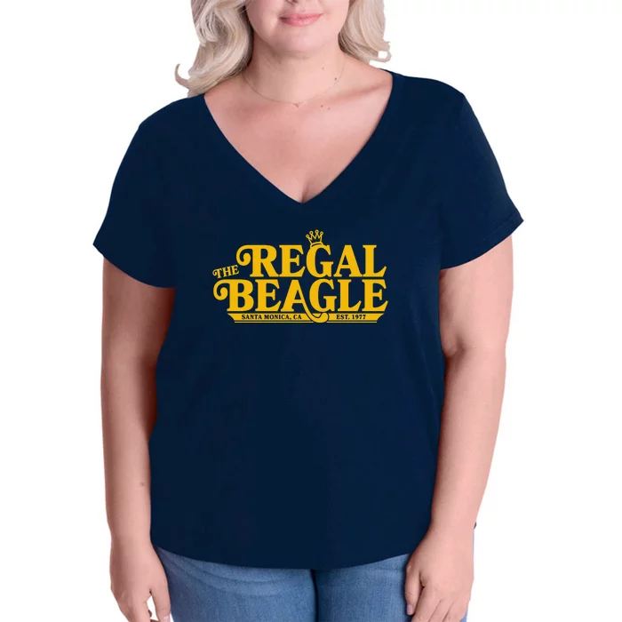 The Regal Beagle Santa Monica Ca Est 1977 Logo Women's V-Neck Plus Size T-Shirt