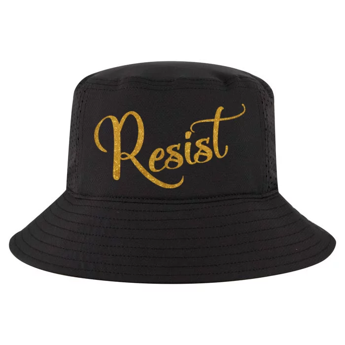 The Resistance Resist Gold Script Logo Anti-Trump Cool Comfort Performance Bucket Hat