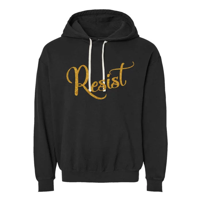 The Resistance Resist Gold Script Logo Anti-Trump Garment-Dyed Fleece Hoodie