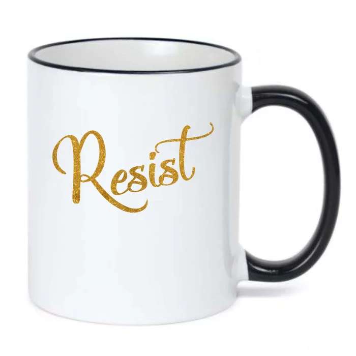 The Resistance Resist Gold Script Logo Anti-Trump Black Color Changing Mug