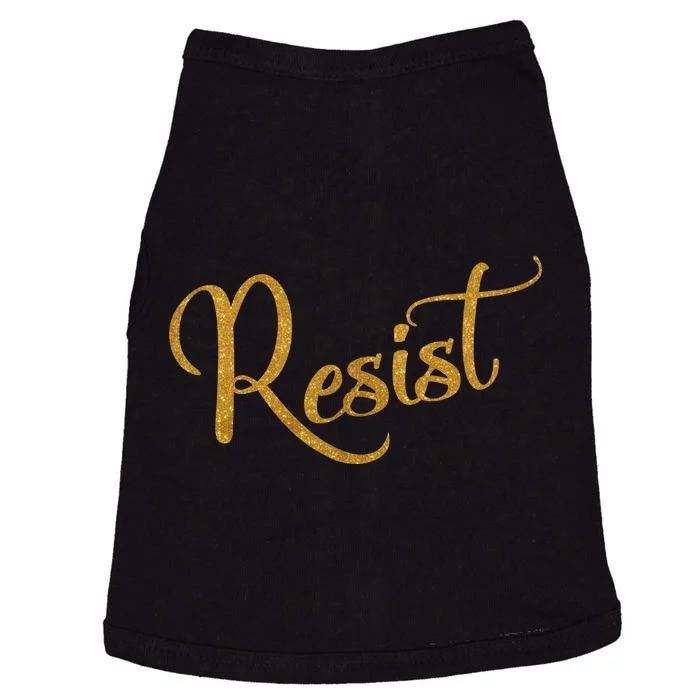 The Resistance Resist Gold Script Logo Anti-Trump Doggie Tank