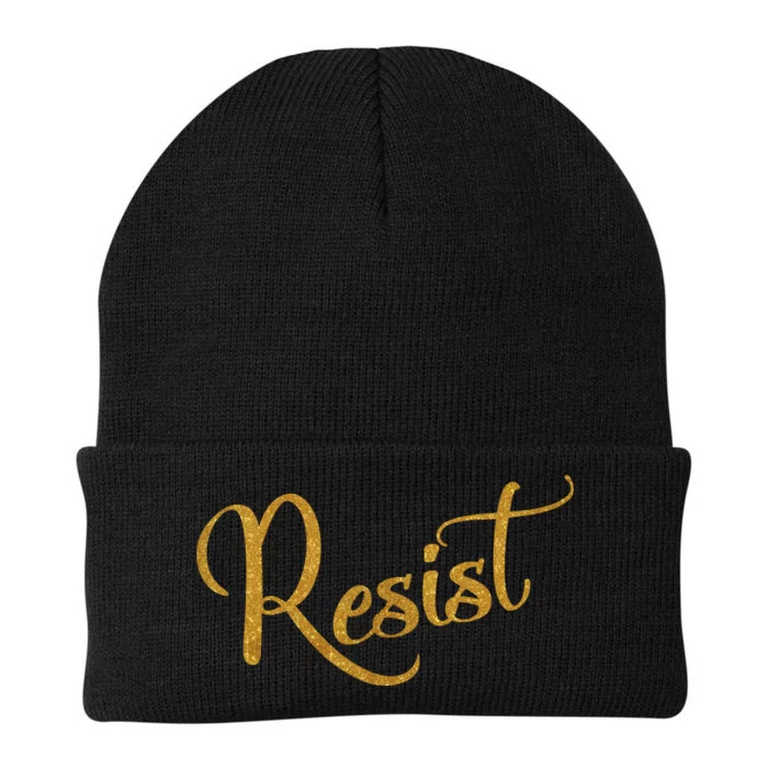 The Resistance Resist Gold Script Logo Anti-Trump Knit Cap Winter Beanie