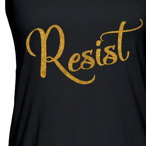 The Resistance Resist Gold Script Logo Anti-Trump Ladies Essential Flowy Tank