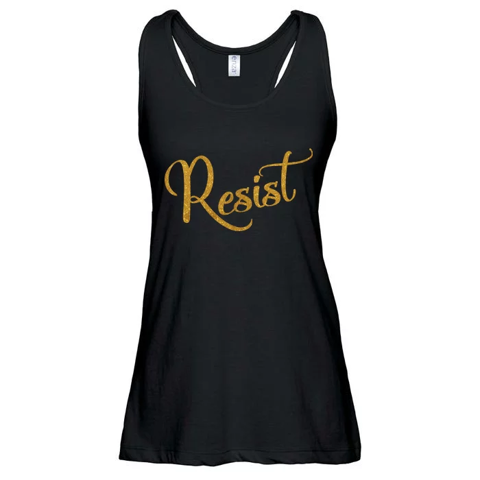 The Resistance Resist Gold Script Logo Anti-Trump Ladies Essential Flowy Tank