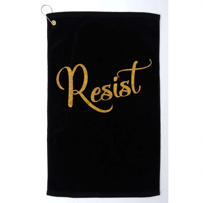 The Resistance Resist Gold Script Logo Anti-Trump Platinum Collection Golf Towel