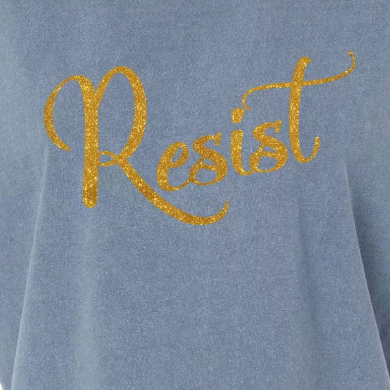 The Resistance Resist Gold Script Logo Anti-Trump Garment-Dyed Women's Muscle Tee