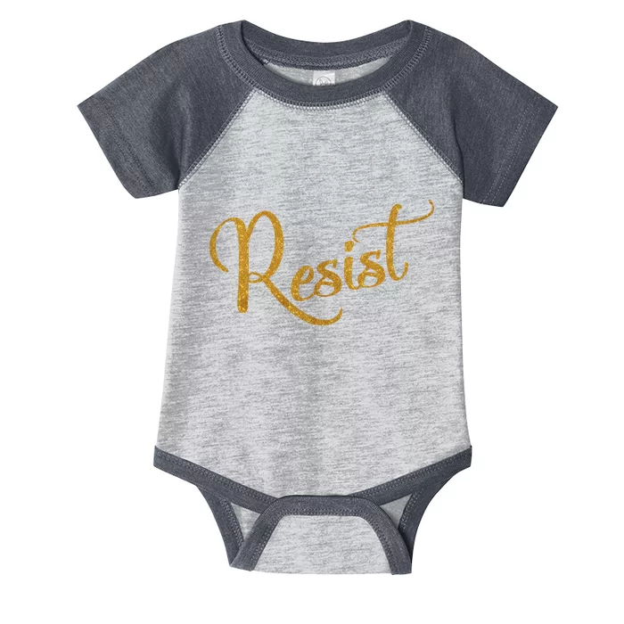 The Resistance Resist Gold Script Logo Anti-Trump Infant Baby Jersey Bodysuit