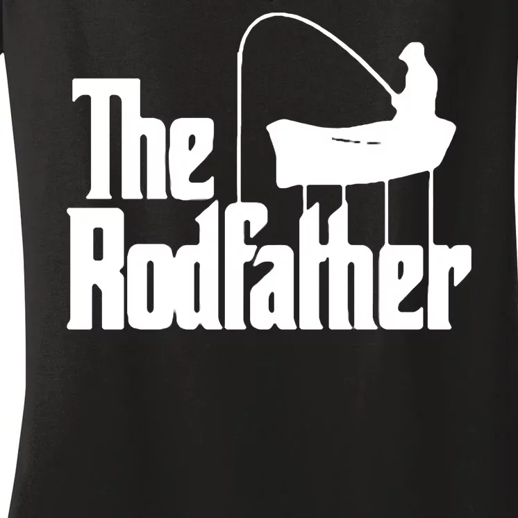 The Rod Father Funny Fishing Dad Women's V-Neck T-Shirt