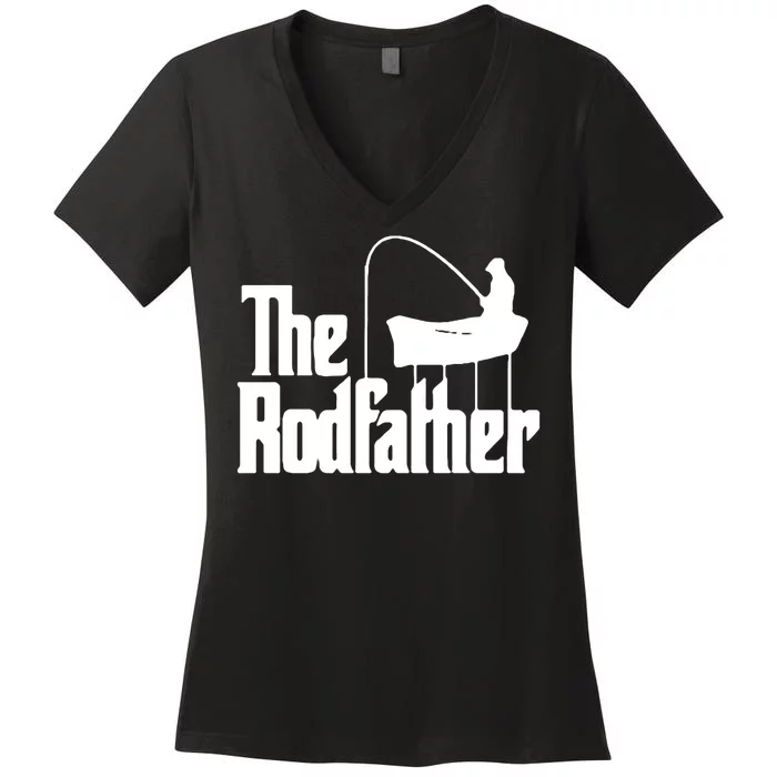 The Rod Father Funny Fishing Dad Women's V-Neck T-Shirt