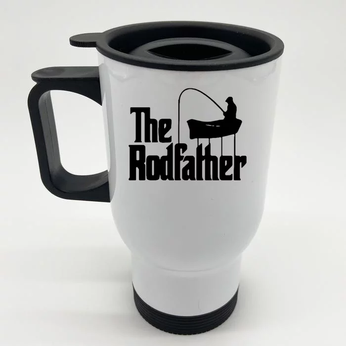 The Rod Father Funny Fishing Dad Front & Back Stainless Steel Travel Mug