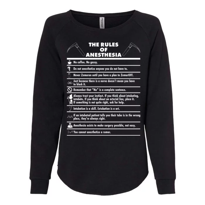 The Rules of Anesthesia Womens California Wash Sweatshirt